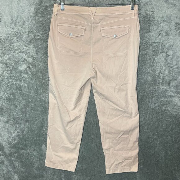 Chicos 1 Women Embroidered Utility High Rise Straight Leg Ankle Pants 8 Pink - Picture 2 of 12